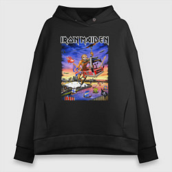 Толстовка оверсайз женская Iron Maiden rock band, цвет: черный