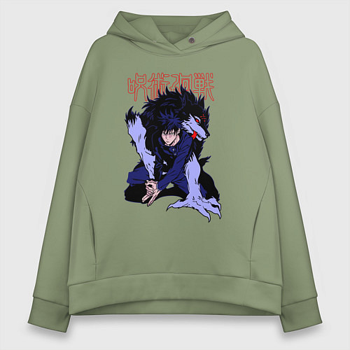 Женское худи оверсайз Магическая битва Мегуми гончая / Авокадо – фото 1