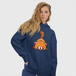Толстовка оверсайз женская Cute red panda, цвет: тёмно-синий — фото 2