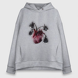 Толстовка оверсайз женская Увядшее сердце, цвет: меланж