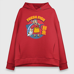 Толстовка оверсайз женская Fresh fish, цвет: красный