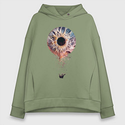 Толстовка оверсайз женская Зрачок галактика, цвет: авокадо