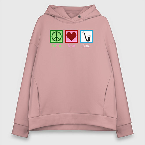 Женское худи оверсайз Мир любовь джаз / Пыльно-розовый – фото 1
