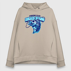 Толстовка оверсайз женская Fishing club dead bass, цвет: миндальный