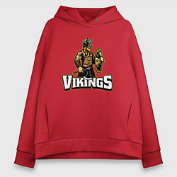 Толстовка оверсайз женская Vikings team, цвет: красный