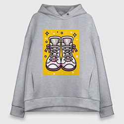 Толстовка оверсайз женская Розовые ботинки, цвет: меланж