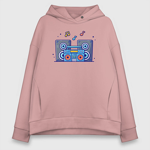 Женское худи оверсайз Бумбокс и колонки / Пыльно-розовый – фото 1