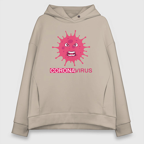 Женское худи оверсайз Pink coronavirus / Миндальный – фото 1