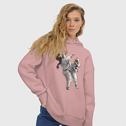 Толстовка оверсайз женская Каратэ удар ногой, цвет: пыльно-розовый — фото 2