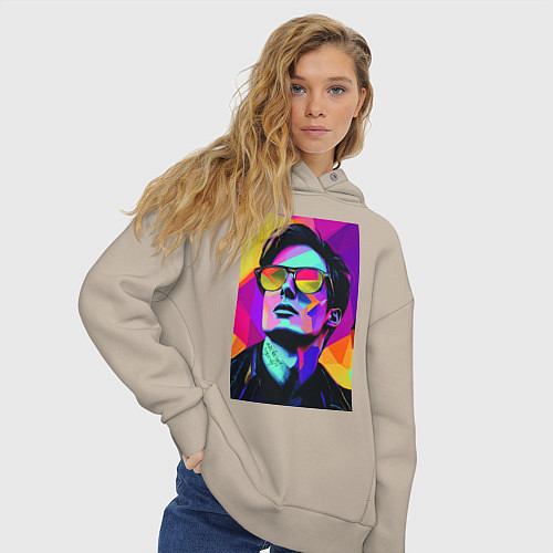 Женское худи оверсайз Портрет Дурова pop art / Миндальный – фото 3