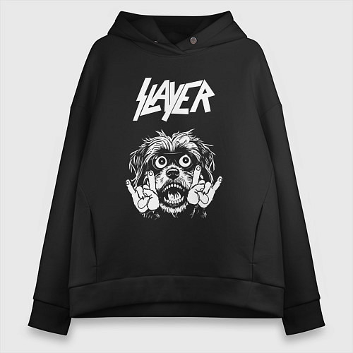 Женское худи оверсайз Slayer rock dog / Черный – фото 1