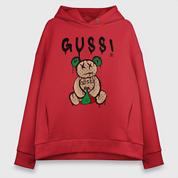 Толстовка оверсайз женская Гусси - мишка, гуси, цвет: красный