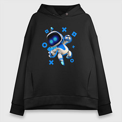 Толстовка оверсайз женская Астро бот - маскот, цвет: черный