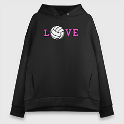 Толстовка оверсайз женская Love volley, цвет: черный