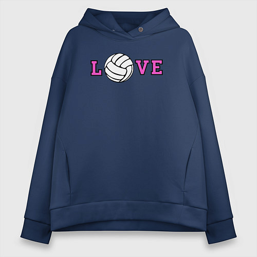 Женское худи оверсайз Love volley / Тёмно-синий – фото 1