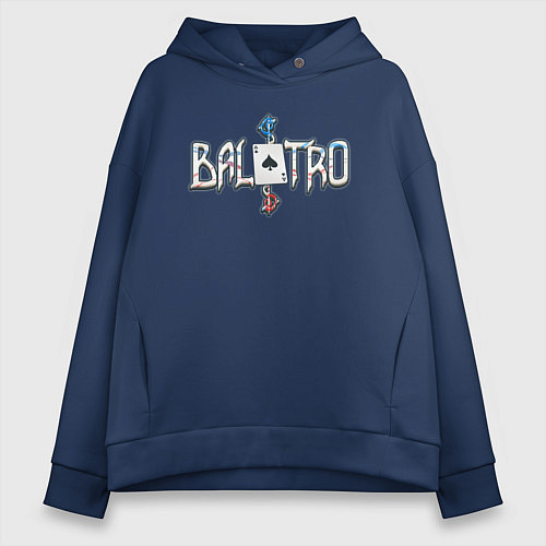 Женское худи оверсайз Balatro logotype / Тёмно-синий – фото 1