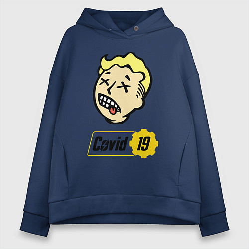 Женское худи оверсайз Vault boy - covid 19 / Тёмно-синий – фото 1