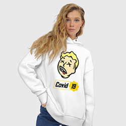 Толстовка оверсайз женская Vault boy - covid 19, цвет: белый — фото 2