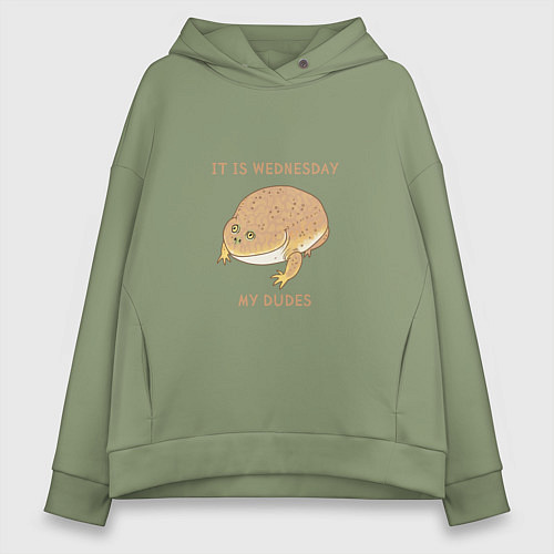 Женское худи оверсайз Жаба из мема среда мои чуваки / Авокадо – фото 1