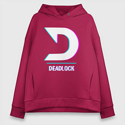 Толстовка оверсайз женская Deadlock в стиле glitch и баги графики, цвет: маджента