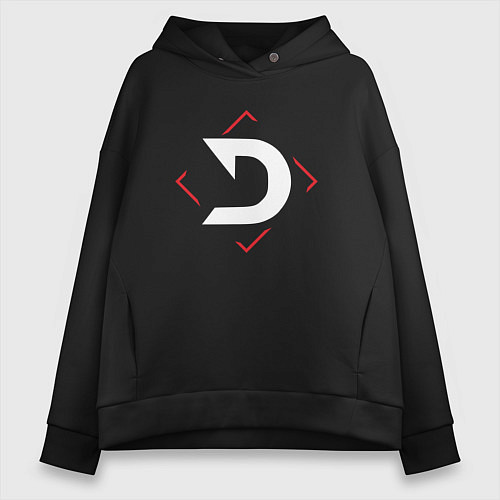 Женское худи оверсайз Символ Deadlock в красном ромбе / Черный – фото 1