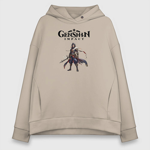 Женское худи оверсайз Косплей Genshin impact boy / Миндальный – фото 1