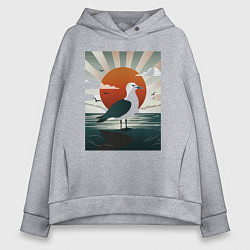 Толстовка оверсайз женская Чайка на берегу, цвет: меланж