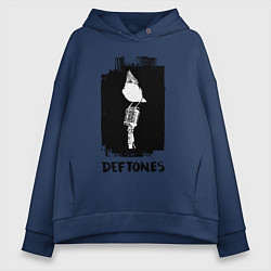 Толстовка оверсайз женская Deftones - bird, цвет: тёмно-синий