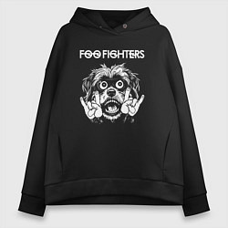 Толстовка оверсайз женская Foo Fighters rock dog, цвет: черный