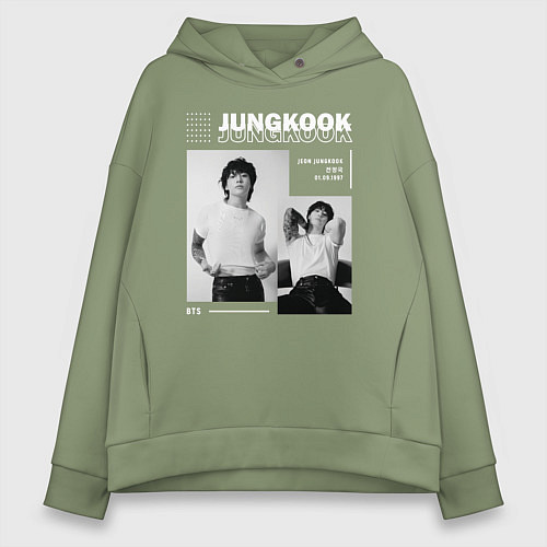 Женское худи оверсайз Jungkook bts seven / Авокадо – фото 1