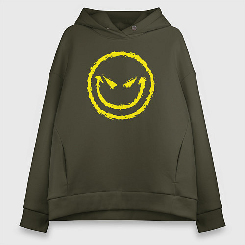 Женское худи оверсайз Evil smile / Хаки – фото 1