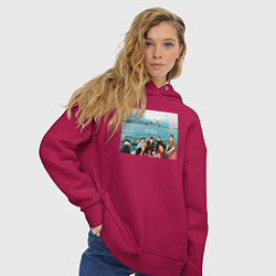 Толстовка оверсайз женская Got7 на фоне сеула, цвет: маджента — фото 2