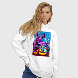 Толстовка оверсайз женская Cyber Totoro - neon glow, цвет: белый — фото 2