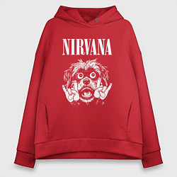 Толстовка оверсайз женская Nirvana rock dog, цвет: красный