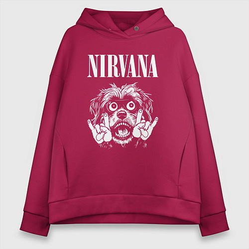 Женское худи оверсайз Nirvana rock dog / Маджента – фото 1