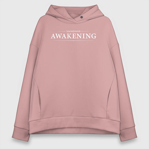 Женское худи оверсайз Unknown 9 awakening logo / Пыльно-розовый – фото 1