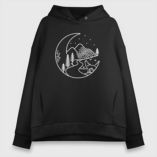 Женское худи оверсайз Ночной волк / Черный – фото 1