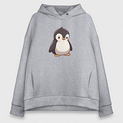 Толстовка оверсайз женская Милый пингвин в стиле аниме, цвет: меланж