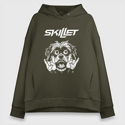 Толстовка оверсайз женская Skillet rock dog, цвет: хаки