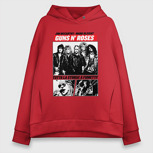 Женское худи оверсайз Guns N Roses rock band / Красный – фото 1