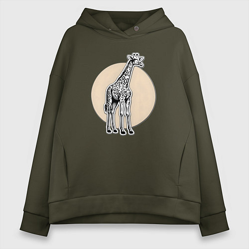 Женское худи оверсайз Круг жираф / Хаки – фото 1
