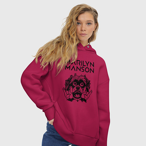 Женское худи оверсайз Marilyn Manson - rock dog / Маджента – фото 3