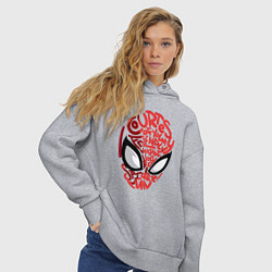 Толстовка оверсайз женская Spider-Man text, цвет: меланж — фото 2