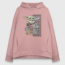 Толстовка оверсайз женская Unknown specis - Baby Yoda, цвет: пыльно-розовый
