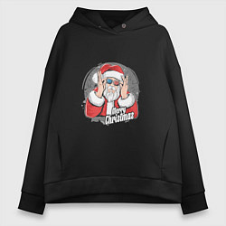 Толстовка оверсайз женская Cool Santa, цвет: черный