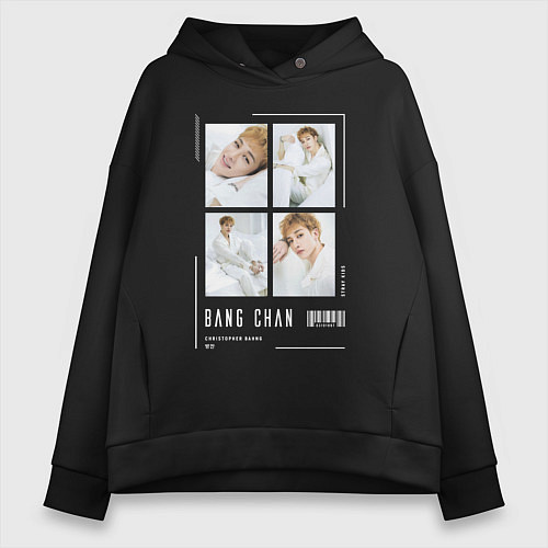 Женское худи оверсайз Bang chan stray kids cute / Черный – фото 1