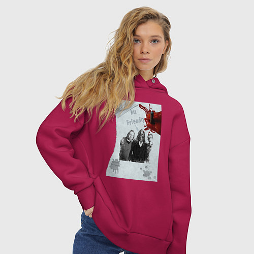 Женское худи оверсайз Mr friendly / Маджента – фото 3