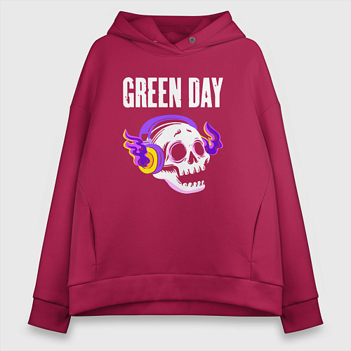 Женское худи оверсайз Green Day - неоновый череп / Маджента – фото 1