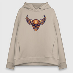 Толстовка оверсайз женская Skull angel, цвет: миндальный