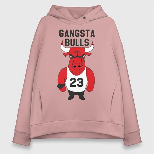 Женское худи оверсайз Gangsta Bulls 23 / Пыльно-розовый – фото 1